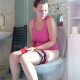 An Eastern-European girl with red hair takes a runny, explosive shit and a piss while sitting on a toilet. Action is all at the beginning of the clip. This is a bright, new bathroom setting for Debbie. Presented in 720P HD. Over 3 minutes.